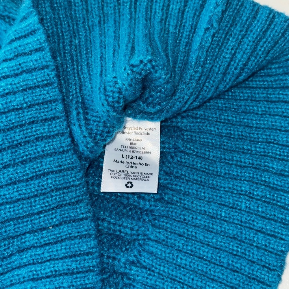 NWT Time & Tru Long Sleeve High Neck Knit Sweater Blue Women’s Large (12-14) - Picture 9 of 10